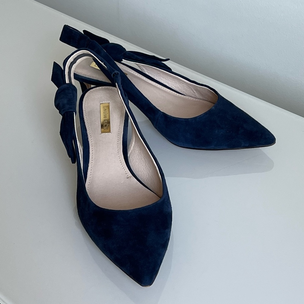 Louise et Cie Navy Suede Slingback Size 8.5 - Picture 2 of 13